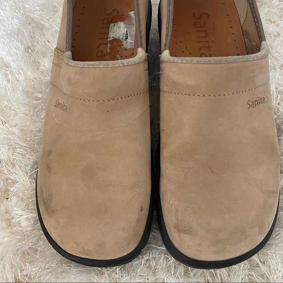 SANITA 38 Seude clogs tan cream professional shoes slip on - Picture 2 of 9